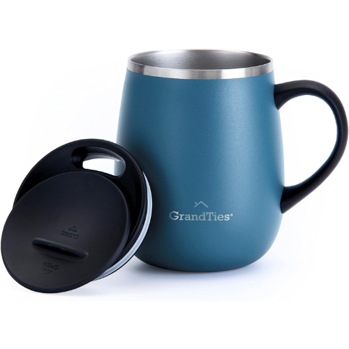 Insulated Coffee Mug with Sliding Lid | 16oz/460ml (Grande) - Cobalt Blue - Grandties