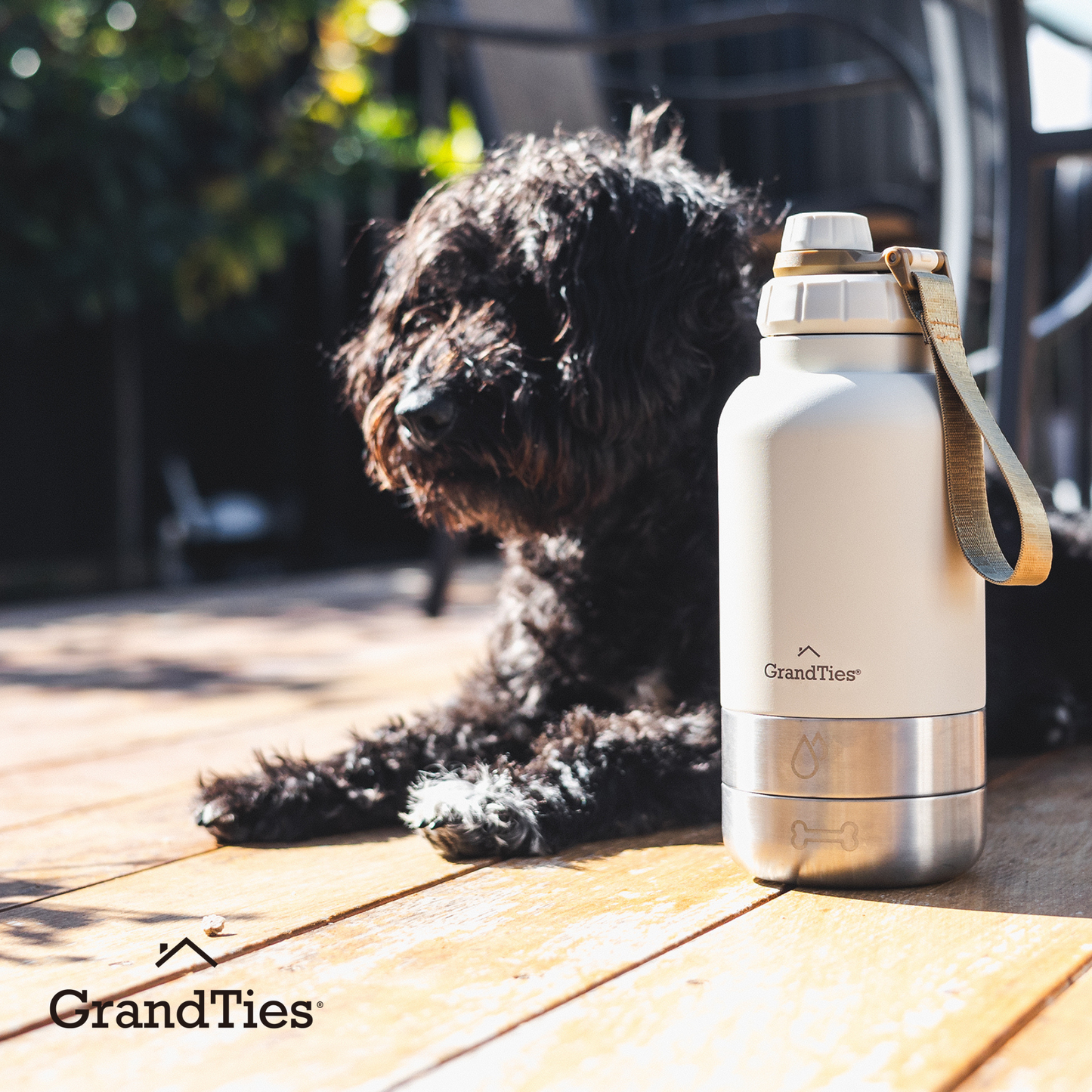 Insulated Stainless Steel Water Bottle with Two Detachable Bowls for Dogs and Pets| 32oz/950ml - GrandTies