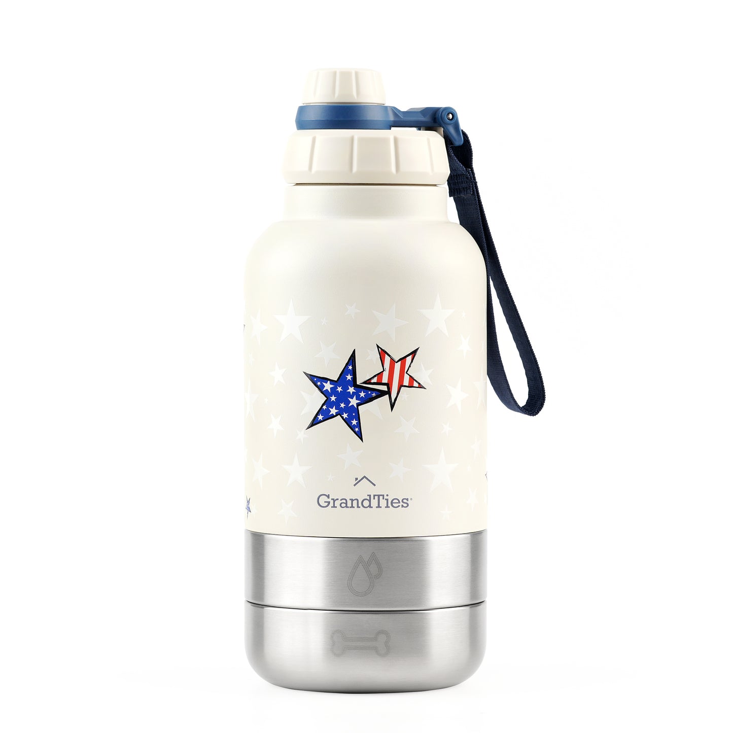 Insulated Dog Water Bottle with Bowls, Two Detachable Bowls for Dogs and Pets, Stainless Steel | 32oz/950ml - Grandties