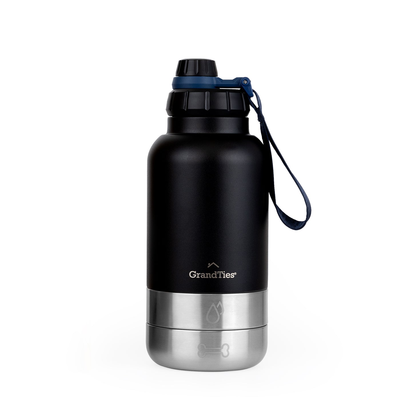 Insulated Stainless Steel Water Bottle with Two Detachable Bowls for Dogs and Pets| 32oz/950ml - GrandTies