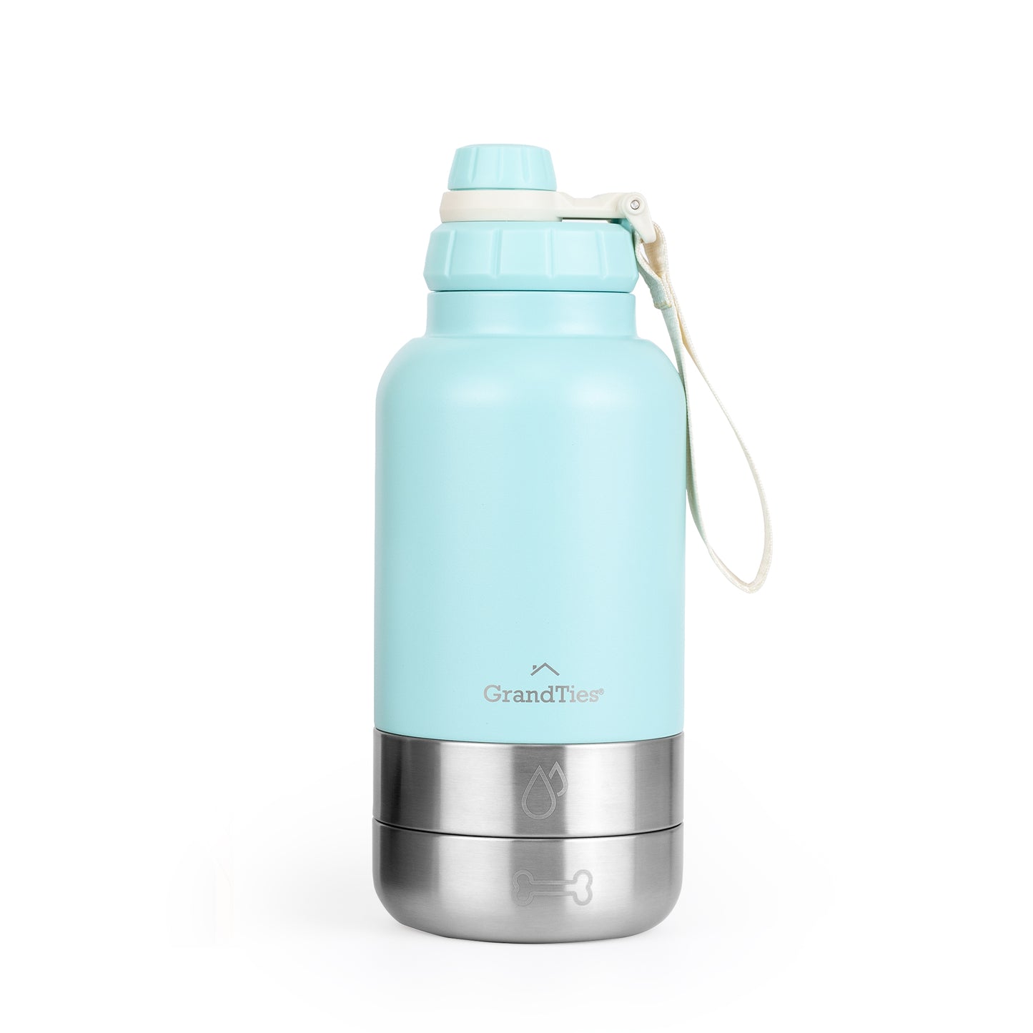 Insulated Stainless Steel Water Bottle with Two Detachable Bowls for Dogs and Pets| 32oz/950ml - GrandTies