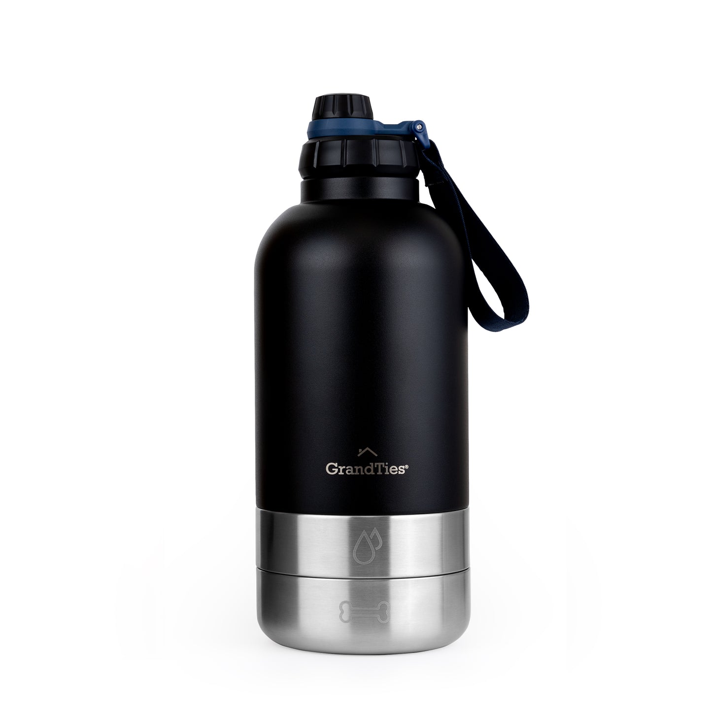 Insulated Stainless Steel Water Bottle with Two Detachable Bowls for Dogs and Pets| 64oz/1890ml - GrandTies