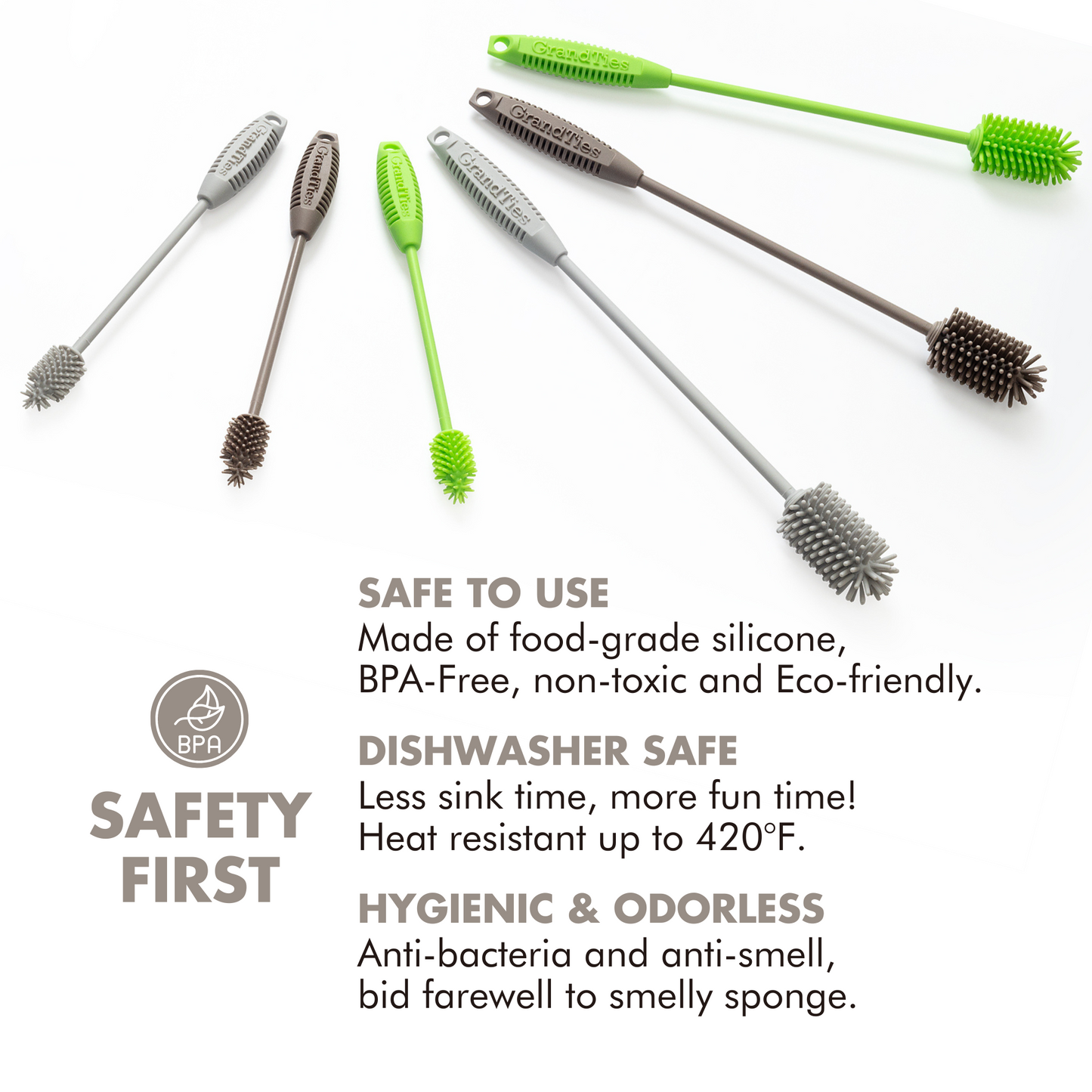 Silicone Bottle Cleaning Brush Set | (15