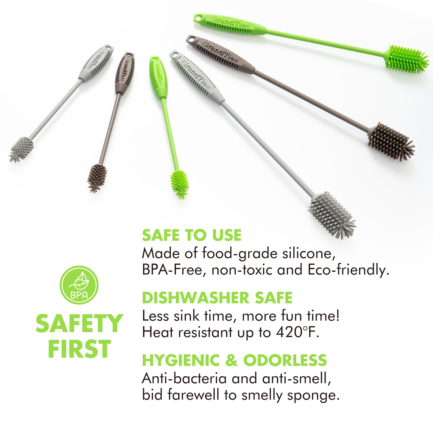 Silicone Bottle Cleaning Brush Set | (15
