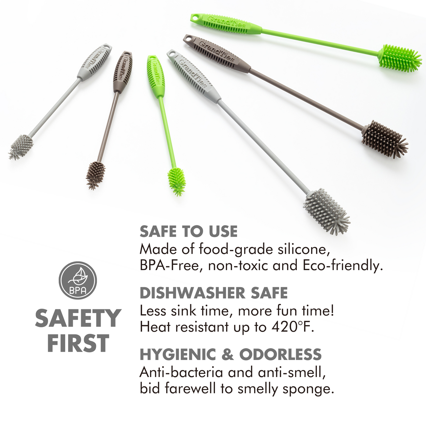 Silicone Bottle Cleaning Brush Set | (15