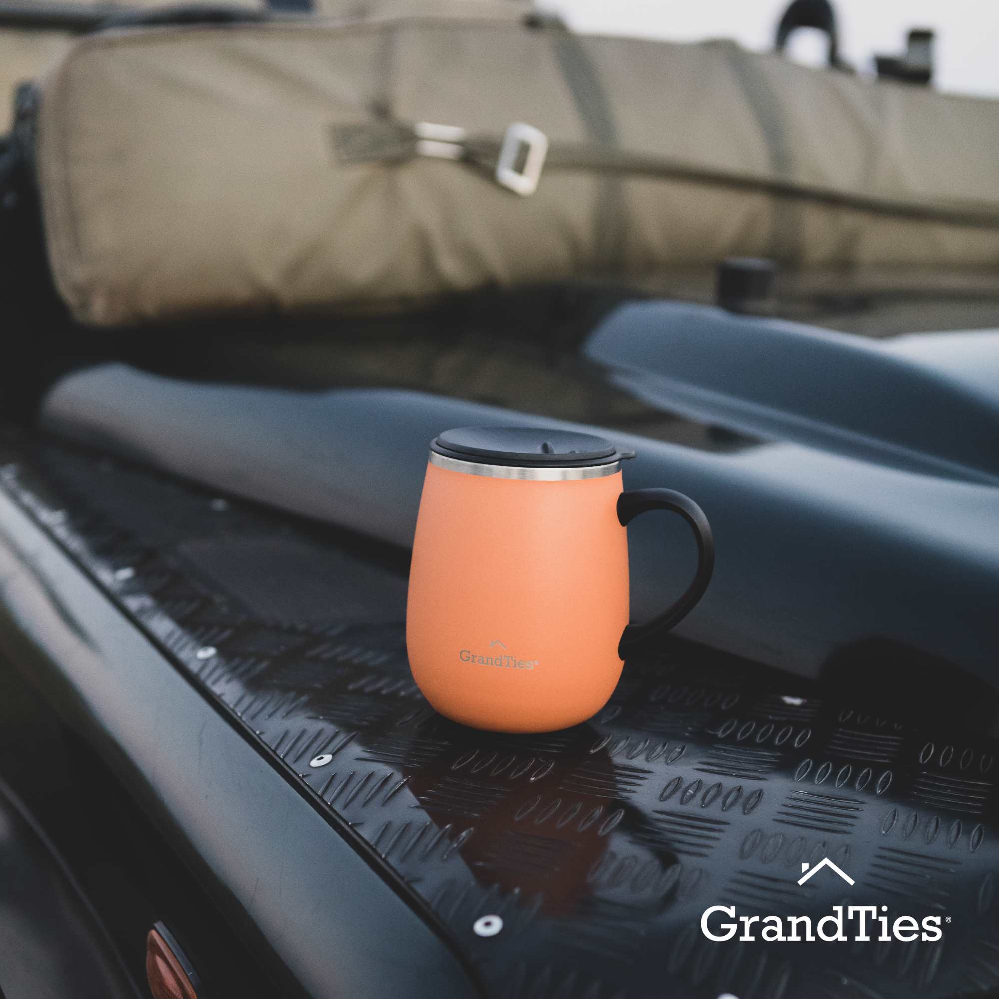 GrandTies | 16oz Insulated Coffee Mug with Sliding Lid | Stylish