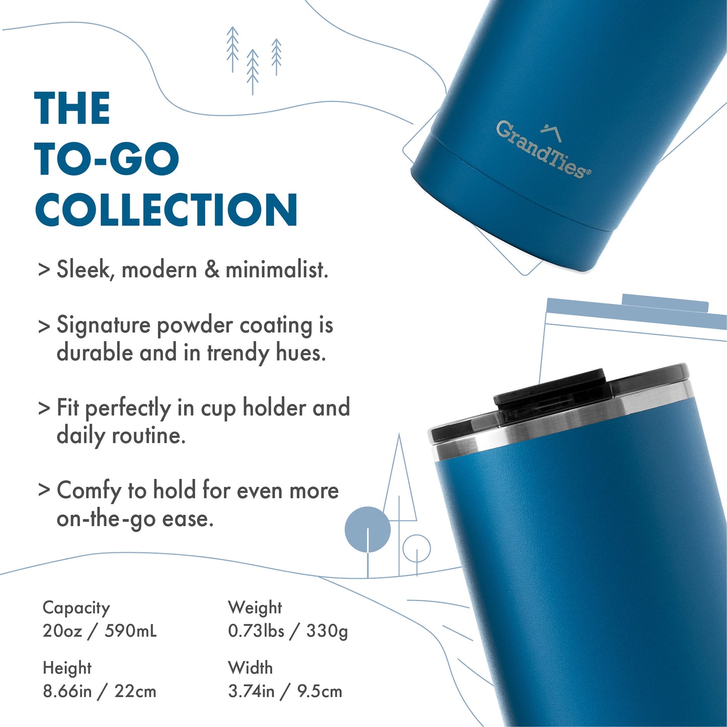To-Go Collection Insulated Tumbler with Tritan Lid 20oz/590ml - Grandties