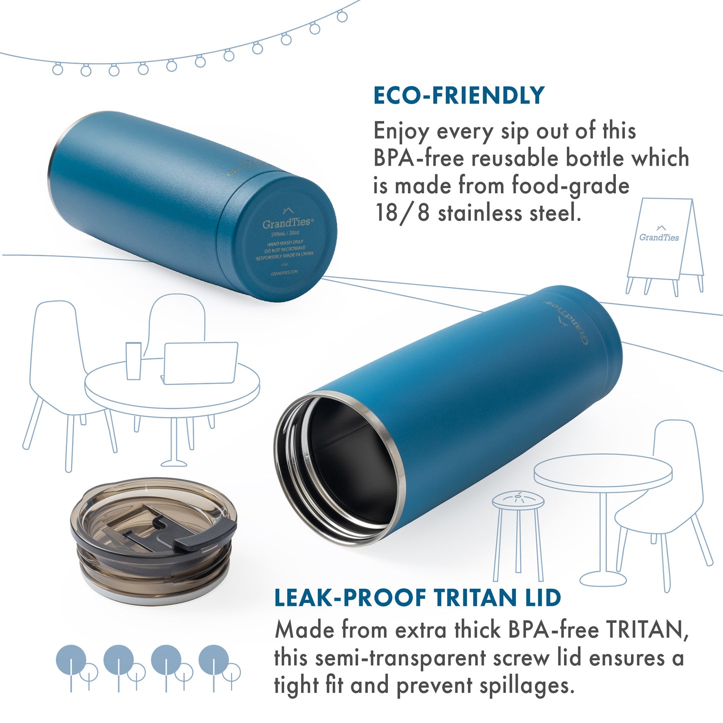 To-Go Collection Insulated Tumbler with Tritan Lid 20oz/590ml - Grandties