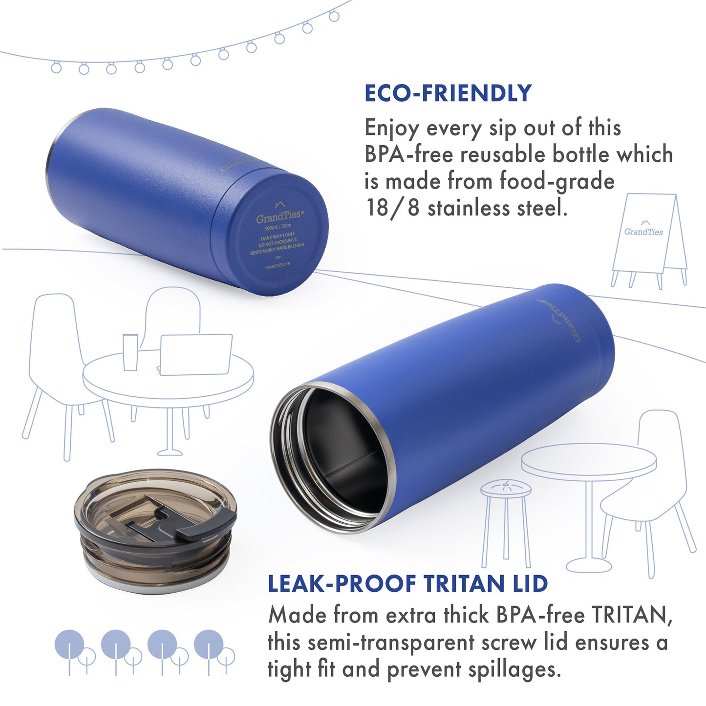 To-Go Collection Insulated Tumbler with Tritan Lid 20oz/590ml - Grandties