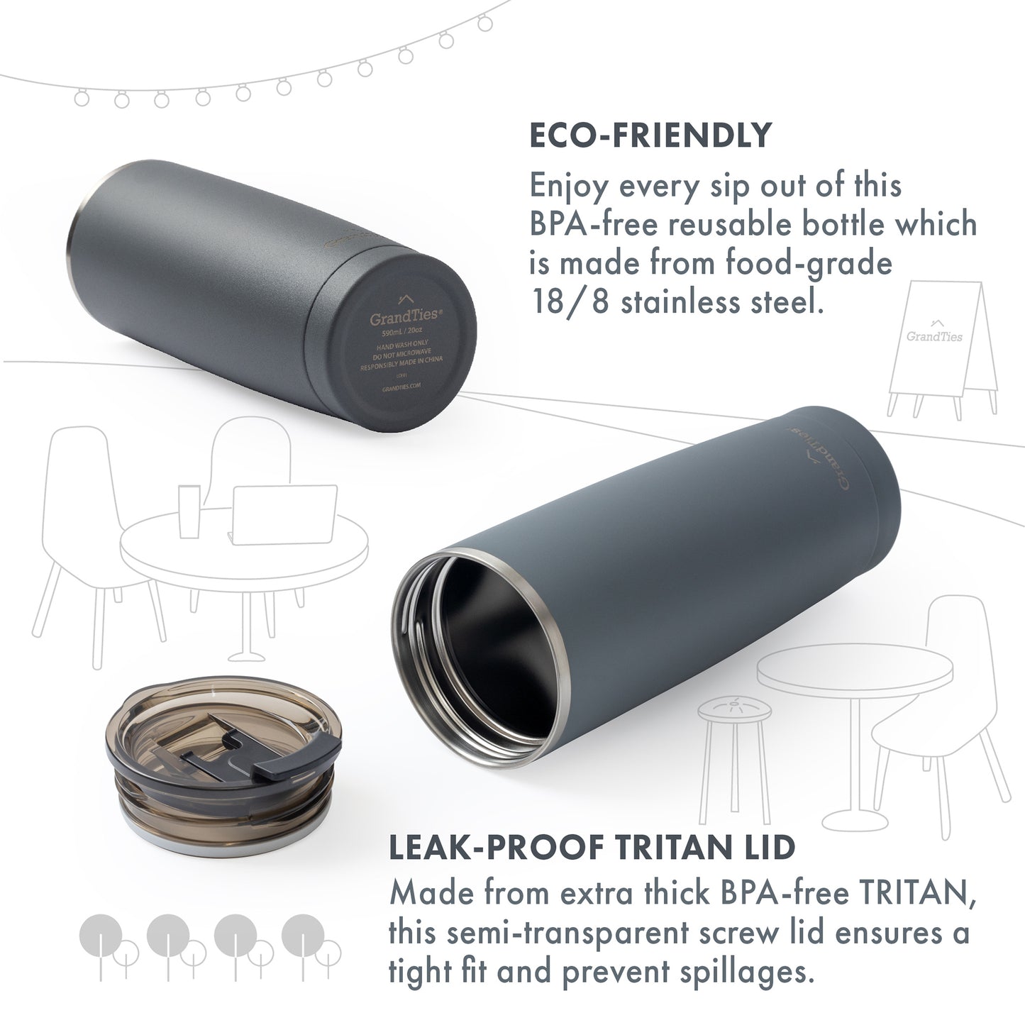 To-Go Collection Insulated Tumbler with Tritan Lid 20oz/590ml - Grandties