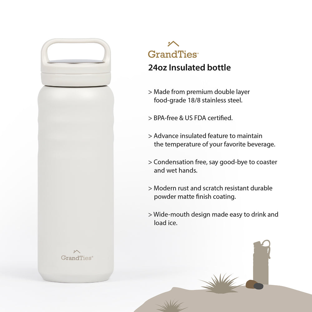 Insulated Travel Water Bottle with Two Handle Lids | 24oz/709ml - Moonlight