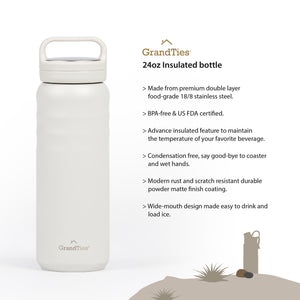 Insulated Travel Water Bottle with Two Handle Lids | 24oz/709ml - Moonlight