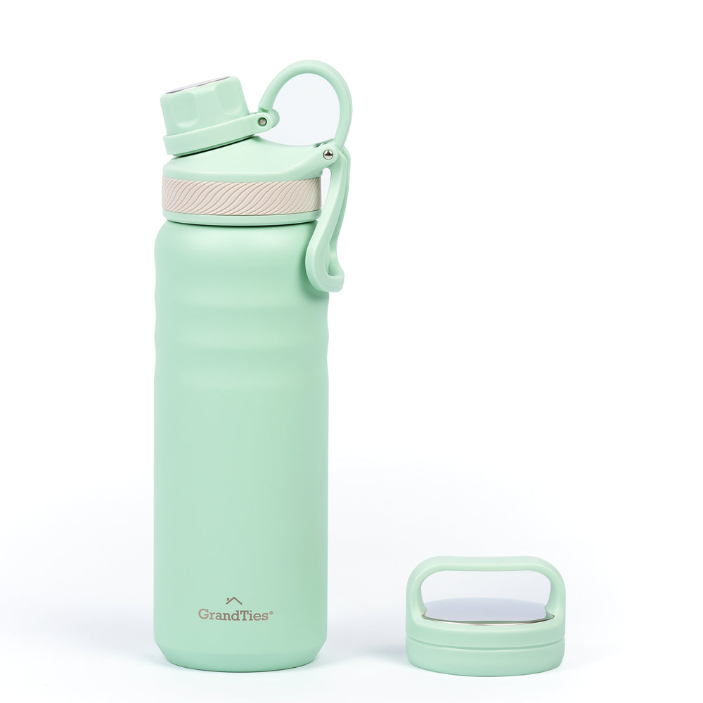 Insulated Travel Water Bottle with Two Handle Lids | 24oz/709ml - Serene Sage - Grandties