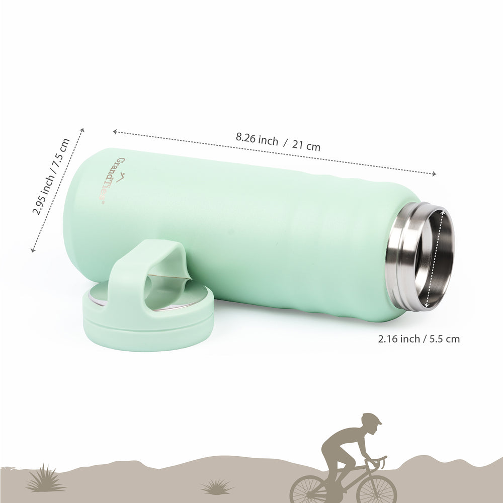 Insulated Travel Water Bottle with Two Handle Lids | 24oz/709ml - Serene Sage - Grandties