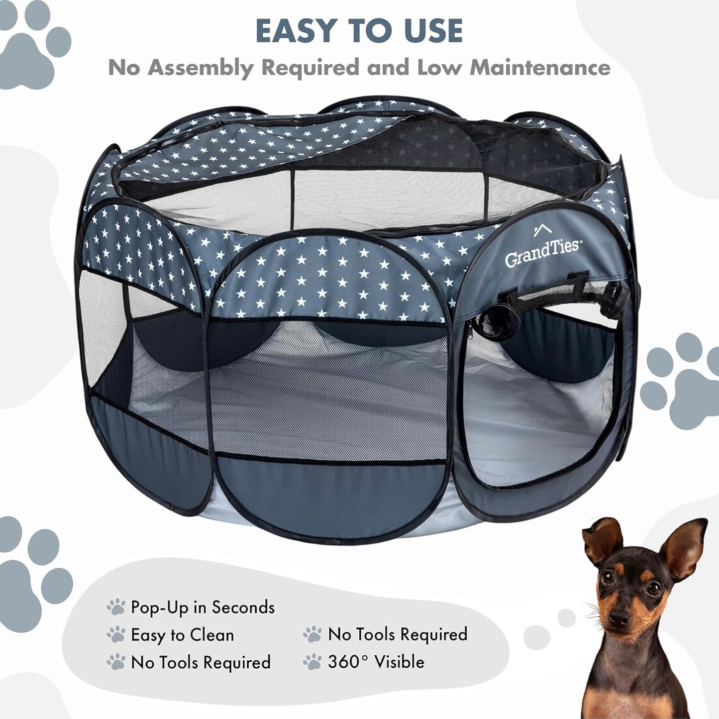 foldable pet tent GrandTies | Portable Pet Playpen – Foldable Dog Tent for Indoors & Outdoors
