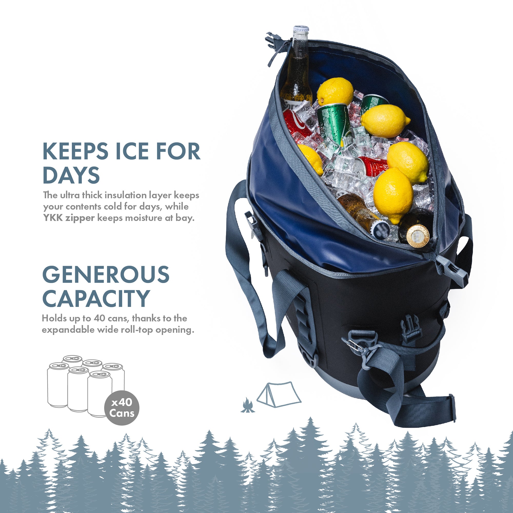 Versatile Waterproof Cooler Bag - Keeps Ice for Days, Up to