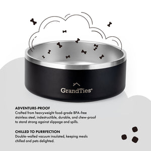 Insulated Stainless Steel Pet Bowl | Engraved | 42oz/1250ml/5 Cups - Grandties