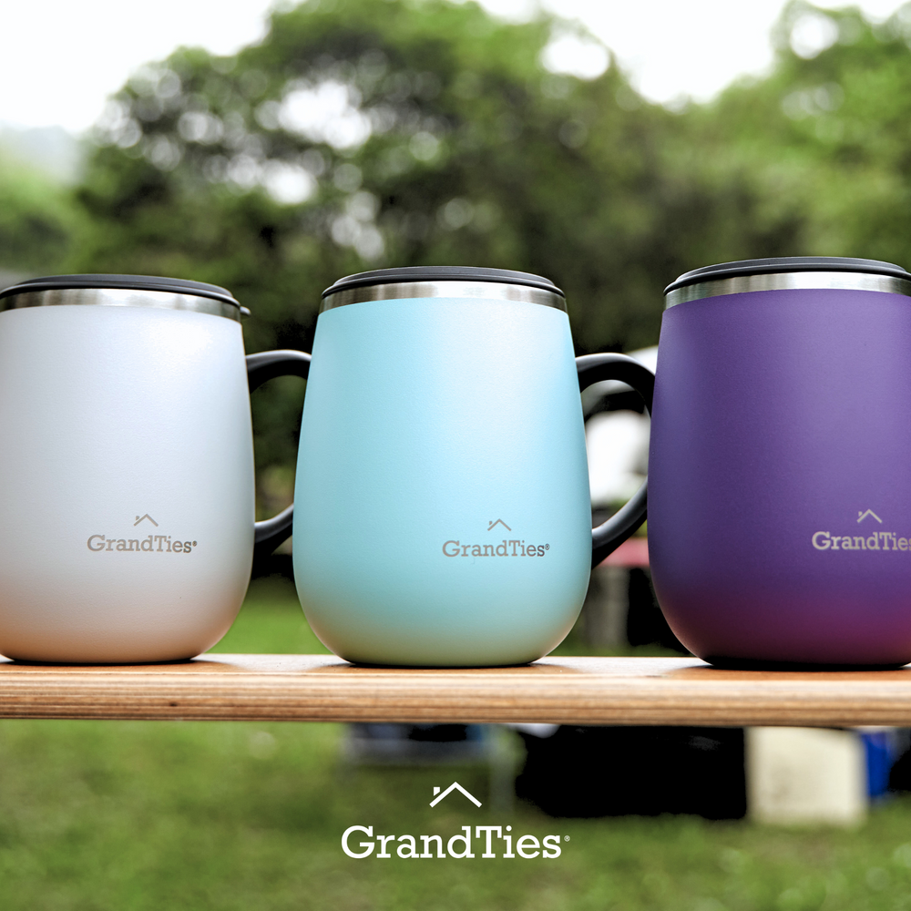 Grandties 16 oz Wine-Glass Shape Insulated Coffee Mug with Handle