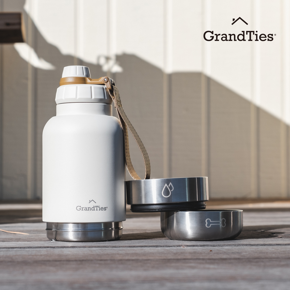 Insulated Stainless Steel Water Bottle with Two Detachable Bowls for Dogs and Pets| 64oz/1890ml - GrandTies