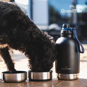 Insulated Stainless Steel Water Bottle with Two Detachable Bowls for Dogs and Pets| 64oz/1890ml - GrandTies