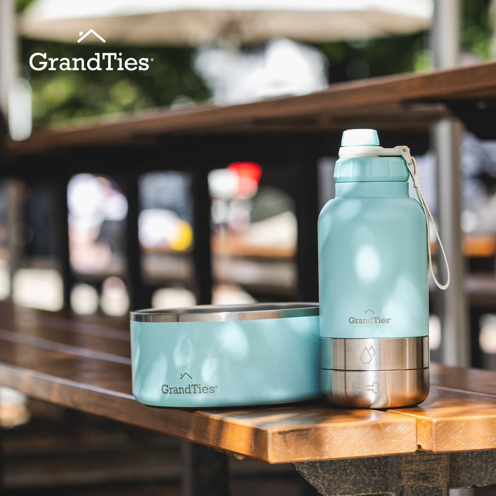 Insulated Stainless Steel Water Bottle with Two Detachable Bowls for Dogs and Pets| 64oz/1890ml - GrandTies