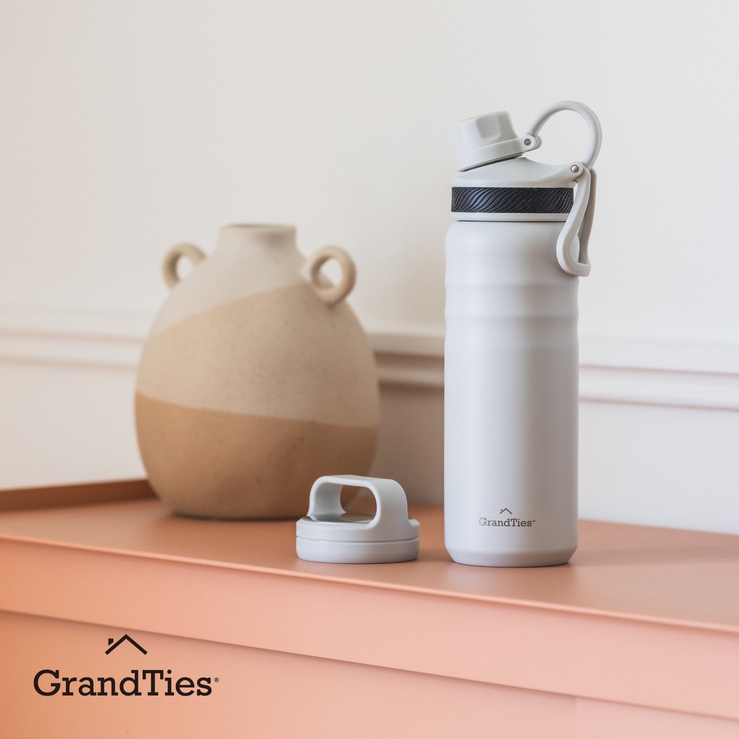 Insulated Travel Water Bottle with Two Handle Lids | 24oz/709ml - Moonlight - Grandties