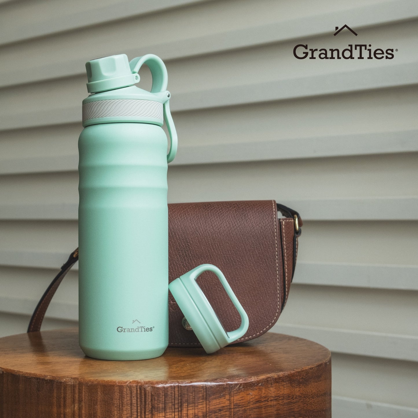 Insulated Travel Water Bottle with Two Handle Lids | 24oz/709ml - Serene Sage - Grandties