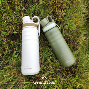24 oz. Stone Gray Travel Water Bottle - Wide Mouth Vacuum Insulated Water  Bottle with 2-Style Lids