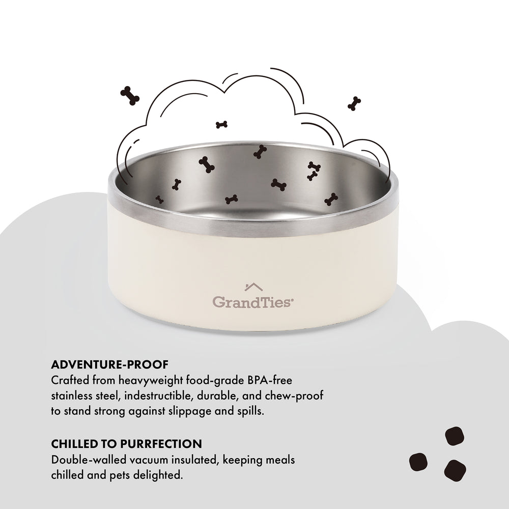 Insulated Stainless Steel Pet Bowl | Engraved | 18oz/532ml/2.25 Cups - Grandties