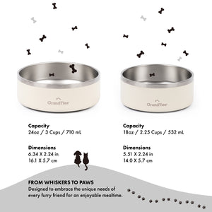 Insulated Stainless Steel Pet Bowl | Engraved | 18oz/532ml/2.25 Cups - Grandties
