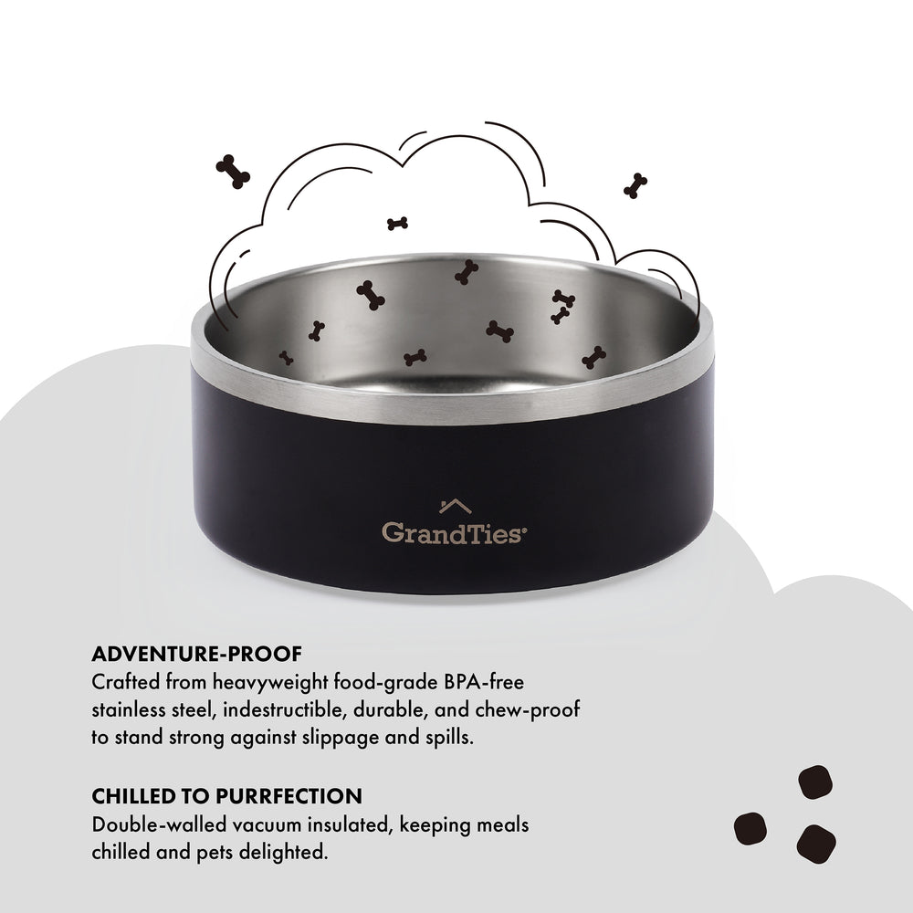 Insulated Stainless Steel Pet Bowl | Engraved | 18oz/532ml/2.25 Cups - Grandties