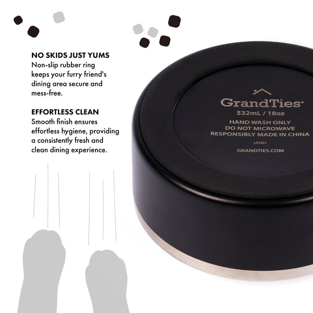 Insulated Stainless Steel Pet Bowl | Engraved | 18oz/532ml/2.25 Cups - Grandties