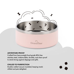 Insulated Stainless Steel Pet Bowl | Engraved | 18oz/532ml/2.25 Cups - Grandties
