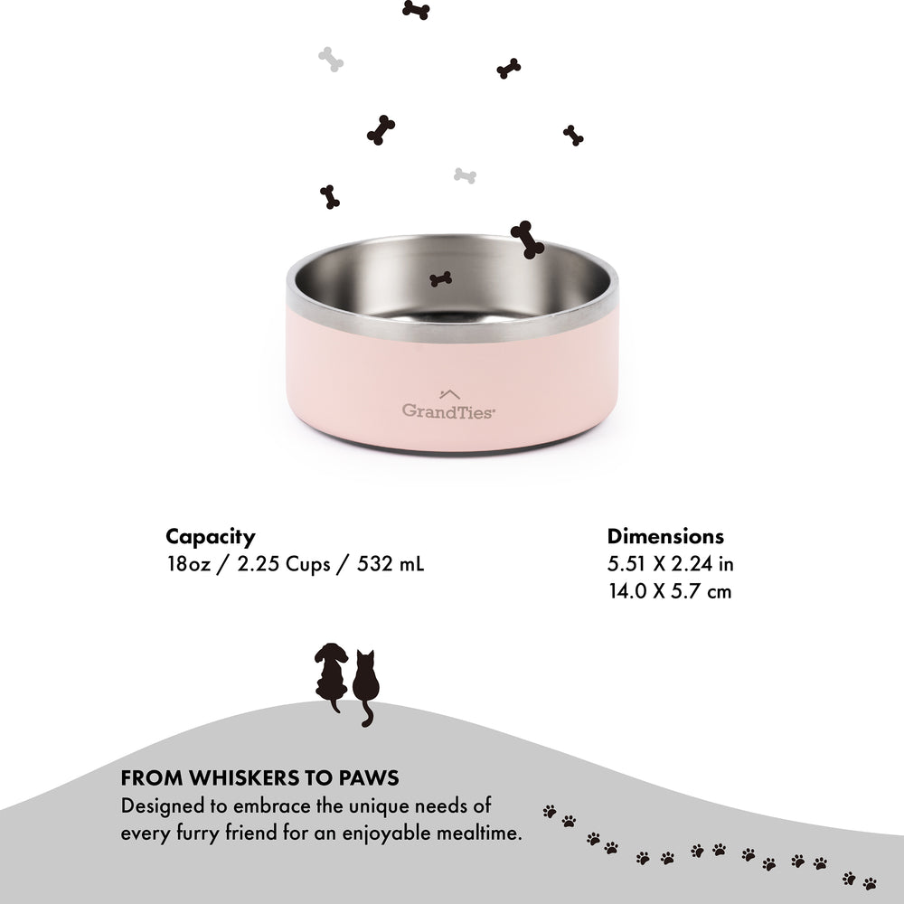 Insulated Stainless Steel Pet Bowl | Engraved | 18oz/532ml/2.25 Cups - Grandties