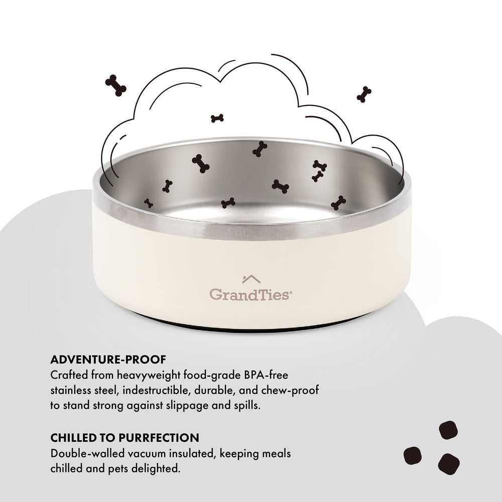 Insulated Stainless Steel Pet Bowl | Engraved | 24oz/710ml/3 Cups - Grandties