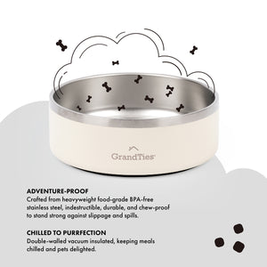 Insulated Stainless Steel Pet Bowl | Engraved | 24oz/710ml/3 Cups - Grandties
