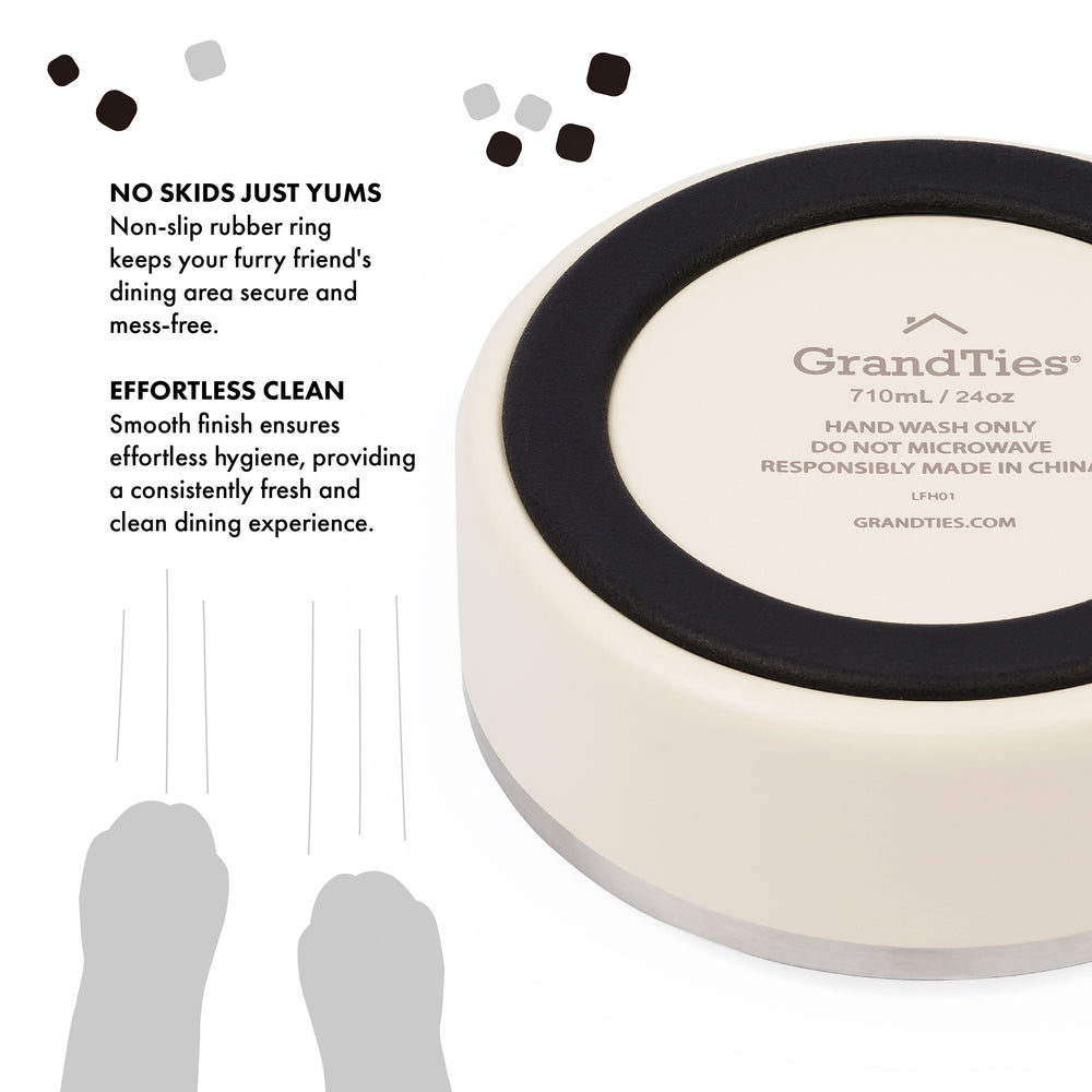 Insulated Stainless Steel Pet Bowl | Engraved | 24oz/710ml/3 Cups - Grandties