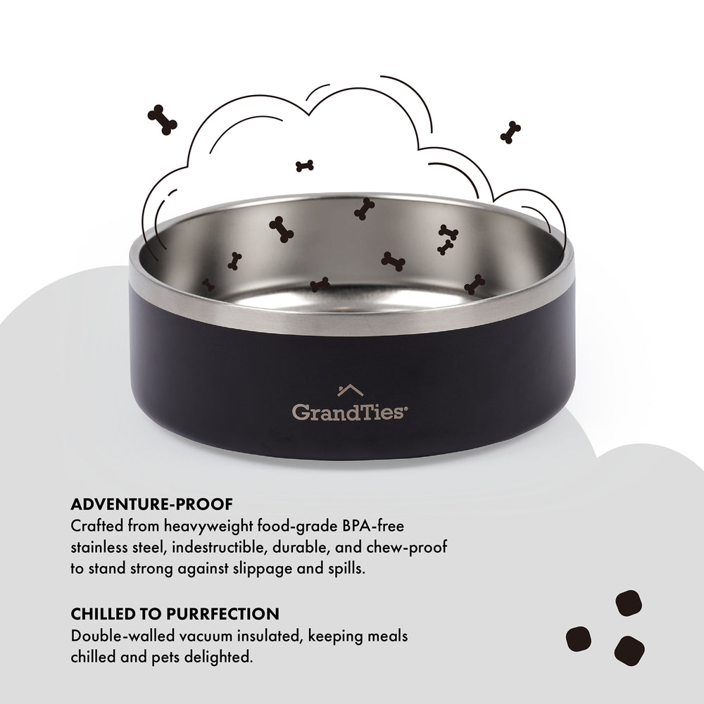 Insulated Stainless Steel Pet Bowl | Engraved | 24oz/710ml/3 Cups - Grandties