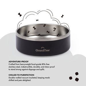 Insulated Stainless Steel Pet Bowl | Engraved | 24oz/710ml/3 Cups - Grandties