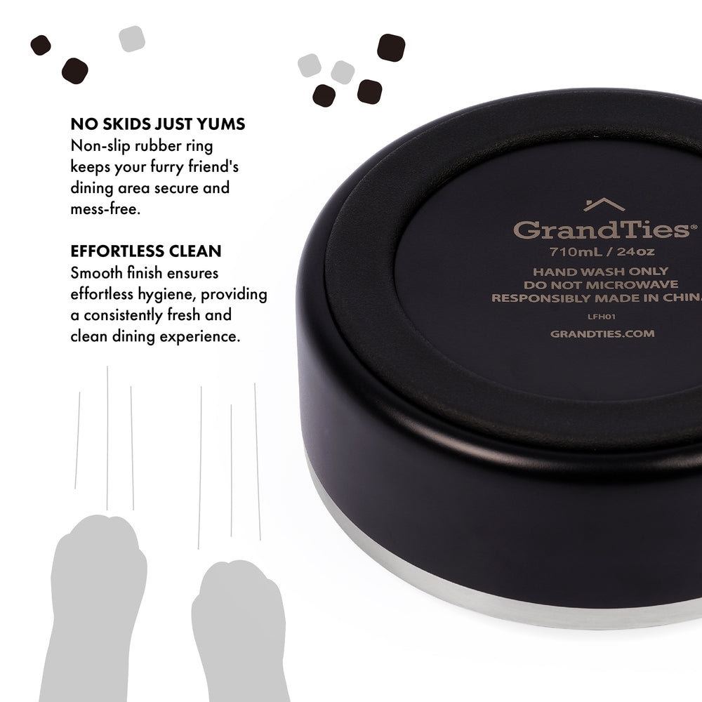Insulated Stainless Steel Pet Bowl | Engraved | 24oz/710ml/3 Cups - Grandties