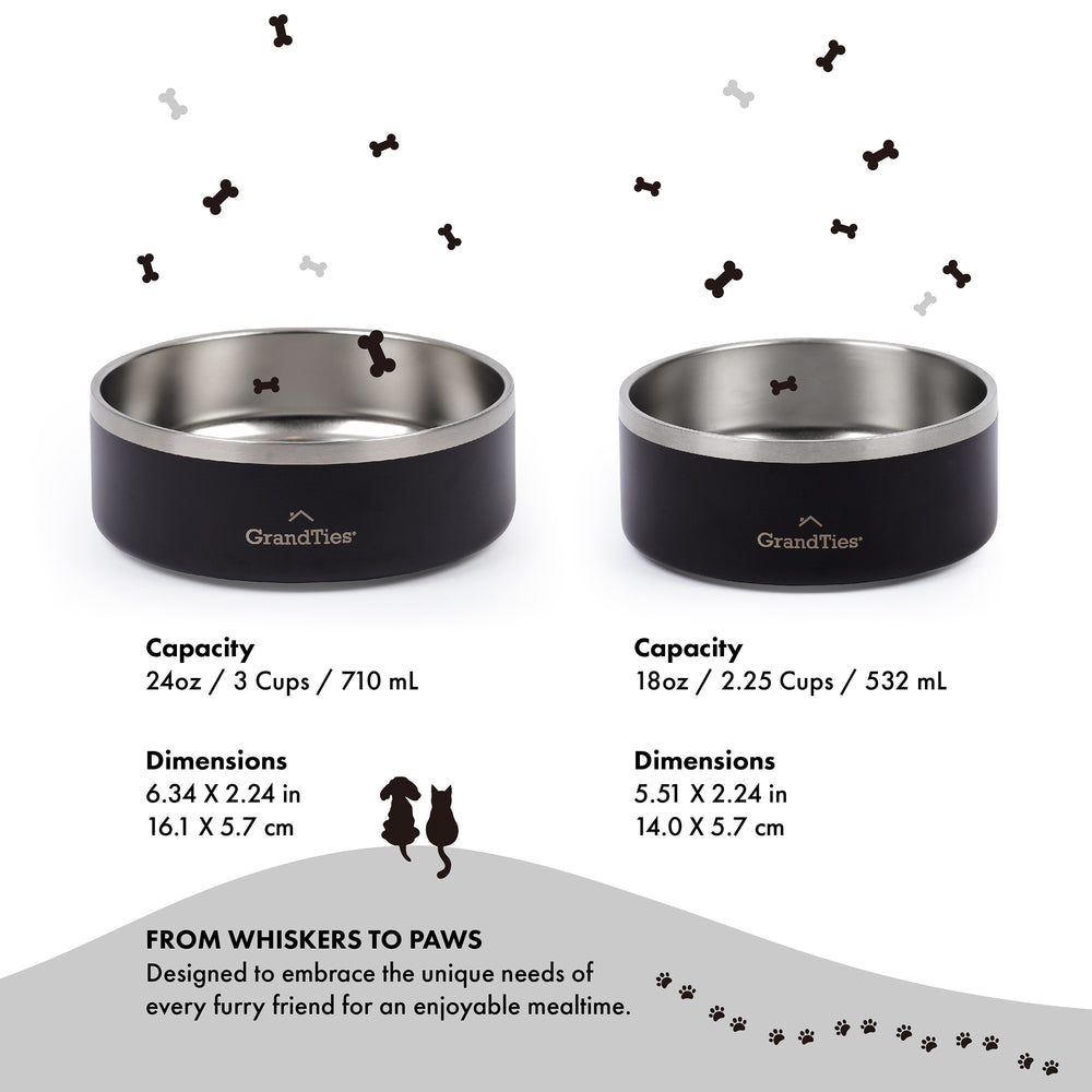 Insulated Stainless Steel Pet Bowl | Engraved | 24oz/710ml/3 Cups - Grandties