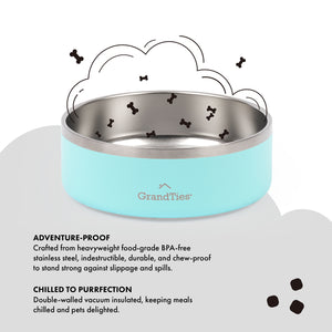 Insulated Stainless Steel Pet Bowl | Engraved | 24oz/710ml/3 Cups - Grandties