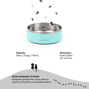 Insulated Stainless Steel Pet Bowl | Engraved | 24oz/710ml/3 Cups - Grandties