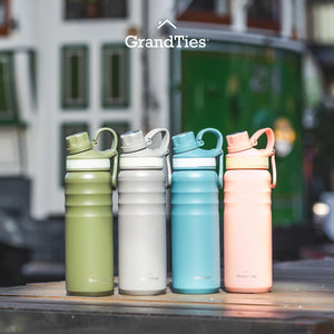 Insulated Travel Water Bottle with Two Handle Lids | 24oz/709ml - Rose Salt - Grandties