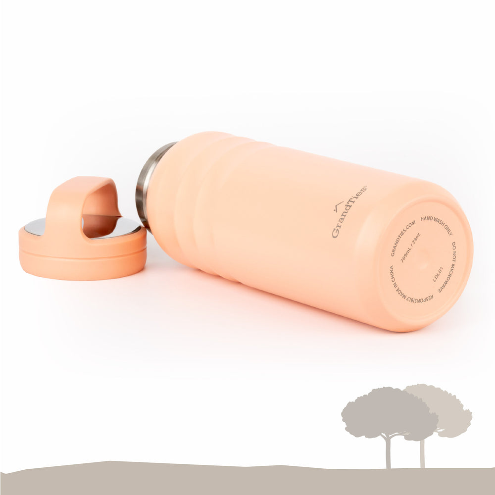 Insulated Travel Water Bottle with Two Handle Lids | 24oz/709ml - Rose Salt - Grandties