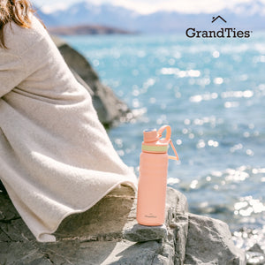 Insulated Travel Water Bottle with Two Handle Lids | 24oz/709ml - Rose Salt - Grandties