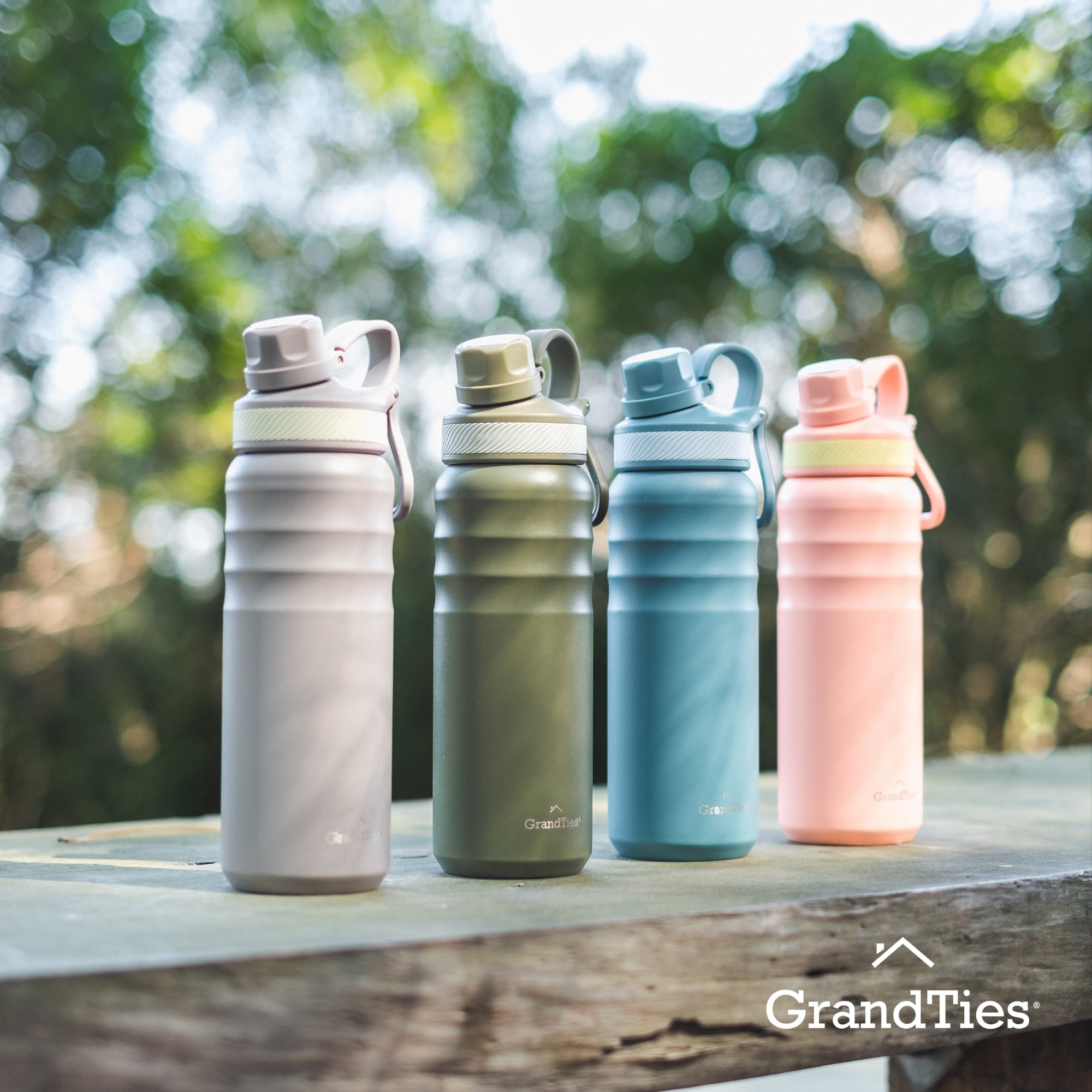 GrandTies | 24oz Insulated Bottle with Two Lids – Olive Green