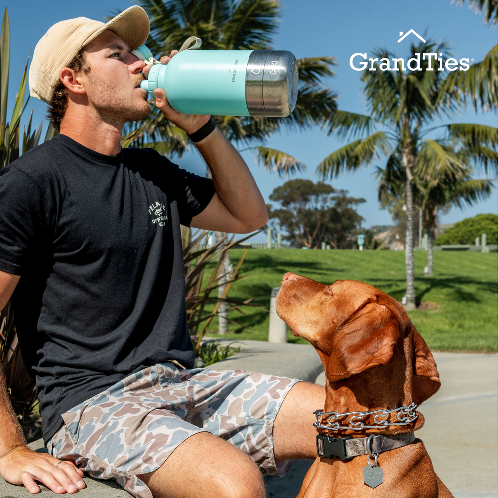 Insulated Stainless Steel Water Bottle with Two Detachable Pet Bowls | 32oz/950ml - Grandties
