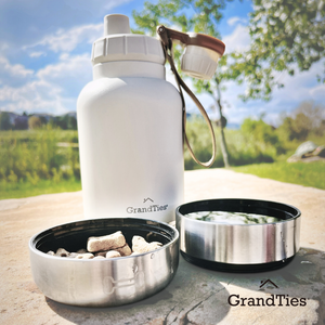 Insulated Stainless Steel Water Bottle with Two Detachable Pet Bowls | 64oz/1890ml - Grandties