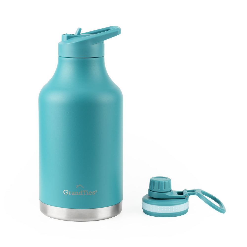 Insulated Travel Water Bottle with Two Handle Lids | 64oz/1890ml